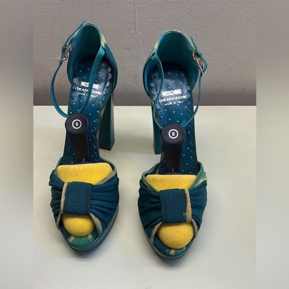 Moschino Blue and Yellow Heels with Chunky Straps - Picture 7 of 7
